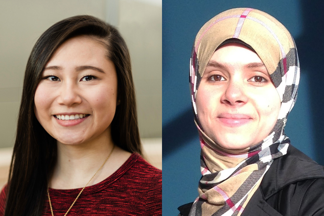 From left: Katie Hu is an award-winning third-year Doctor of Dental Medicine (DMD) student in USask’s College of Dentistry. Dr. Dina Moussa (DDS, PhD) is an award-winning post-doctoral fellow in Dr. Walter Siqueira’s (DDS,PhD) research group. (Photos: Submitted)